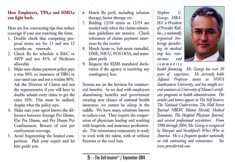 Self Insured Medical Plan, Stop Loss Reinsurance, Self Funded Medical Plan